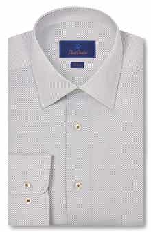 David Donahue Trim Fit Microdot Print Dress Shirt