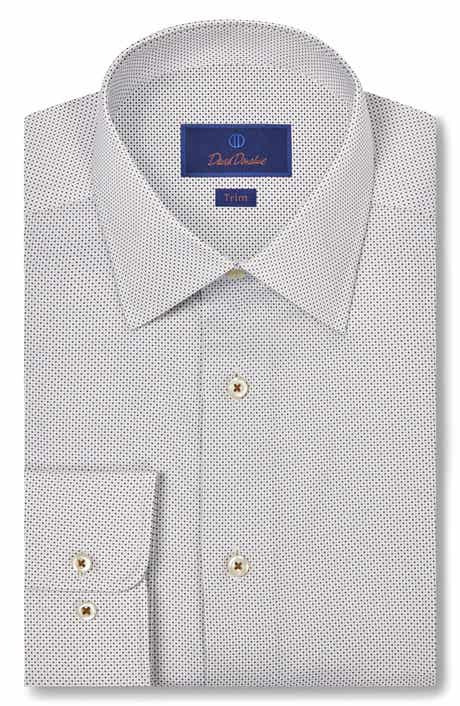 David Donahue Trim Fit Microdot Print Dress Shirt