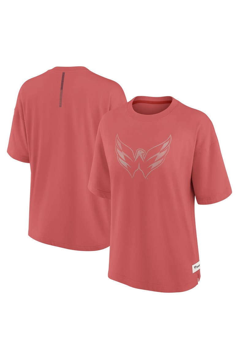Women's Fanatics Red Washington Capitals Oversized Elements Raw Edge Future Ground T-Shirt, Alternate, color, Red