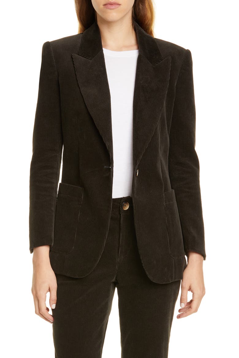 Eleanor Slim Corduroy Jacket, Main, color, GREEN RIVER