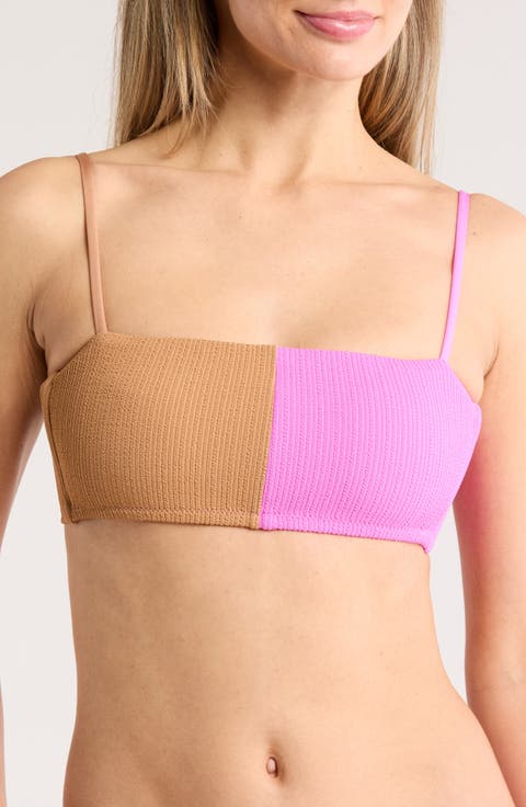 Colorblock Rib Bandeau Bikini Top