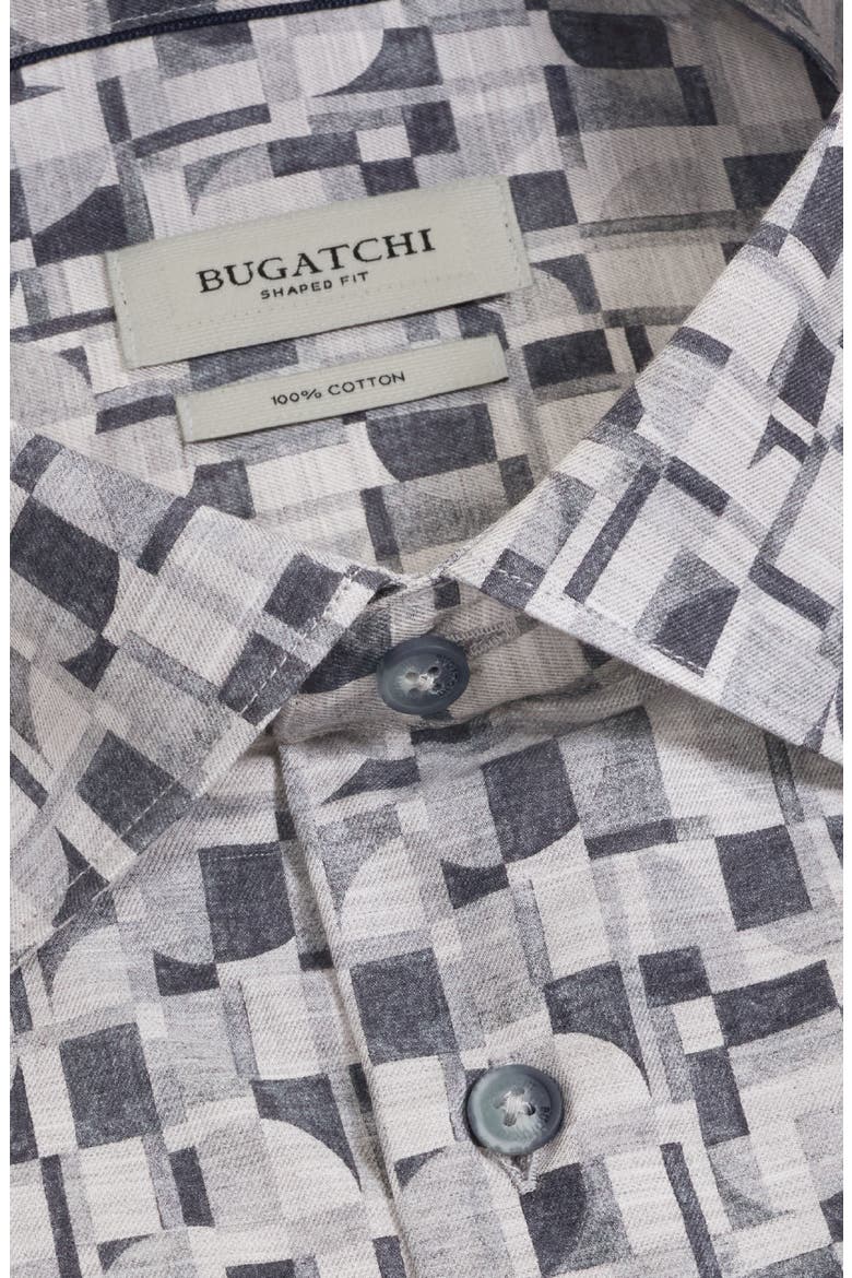 Axel Shaped Fit Print Button-Up Shirt, Alternate, color, SLATE
