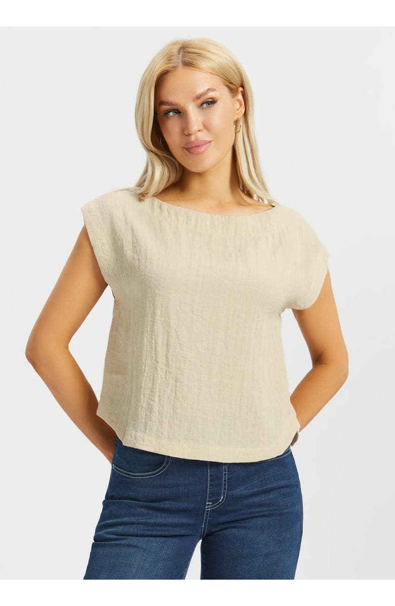 Betabrand Drift Boat Neck Tee Linenette, Main, color, Stone