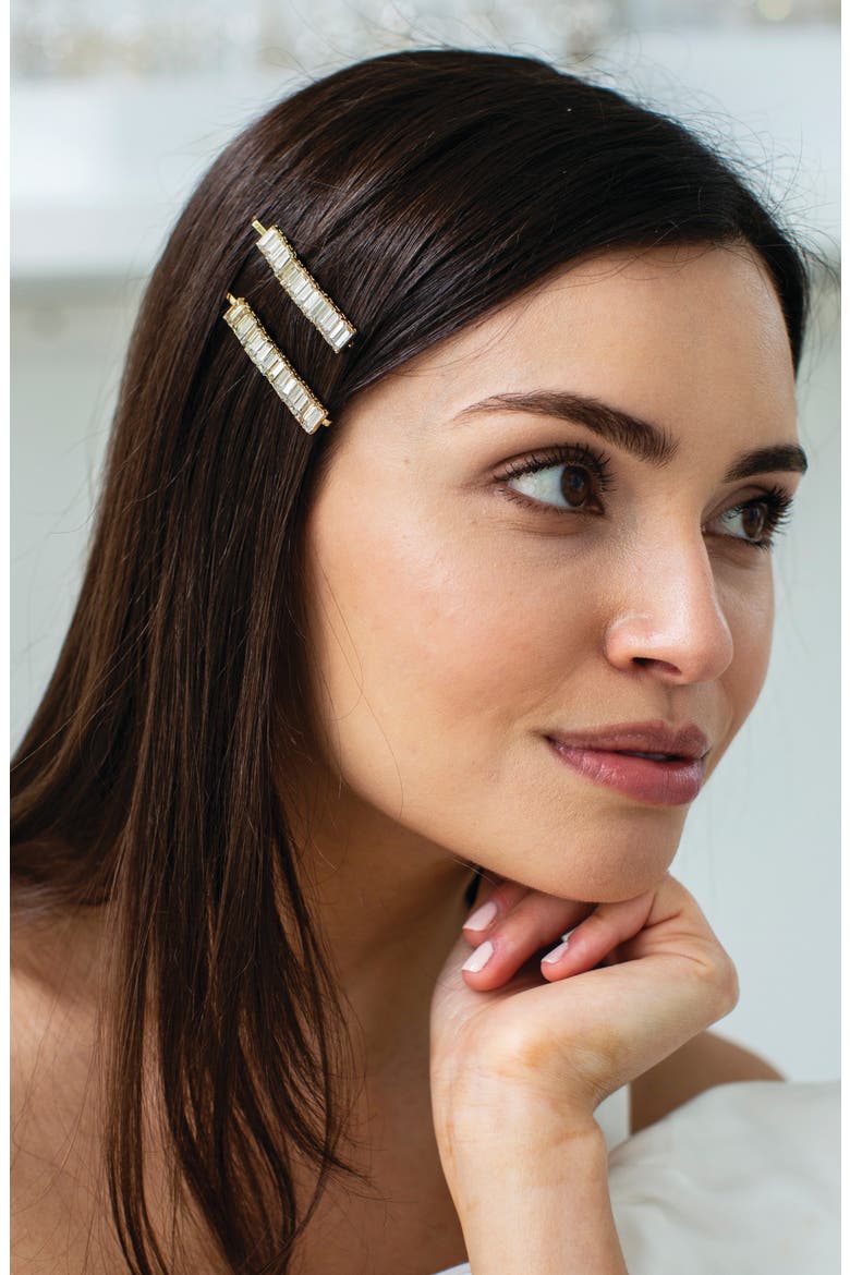 Alissa Set of 2 Crystal Bobby Pins, Alternate, color, GOLD