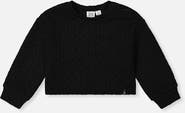 Deux par Deux Quilted Diamond Shoulder Button Jacquard Sweatshirt