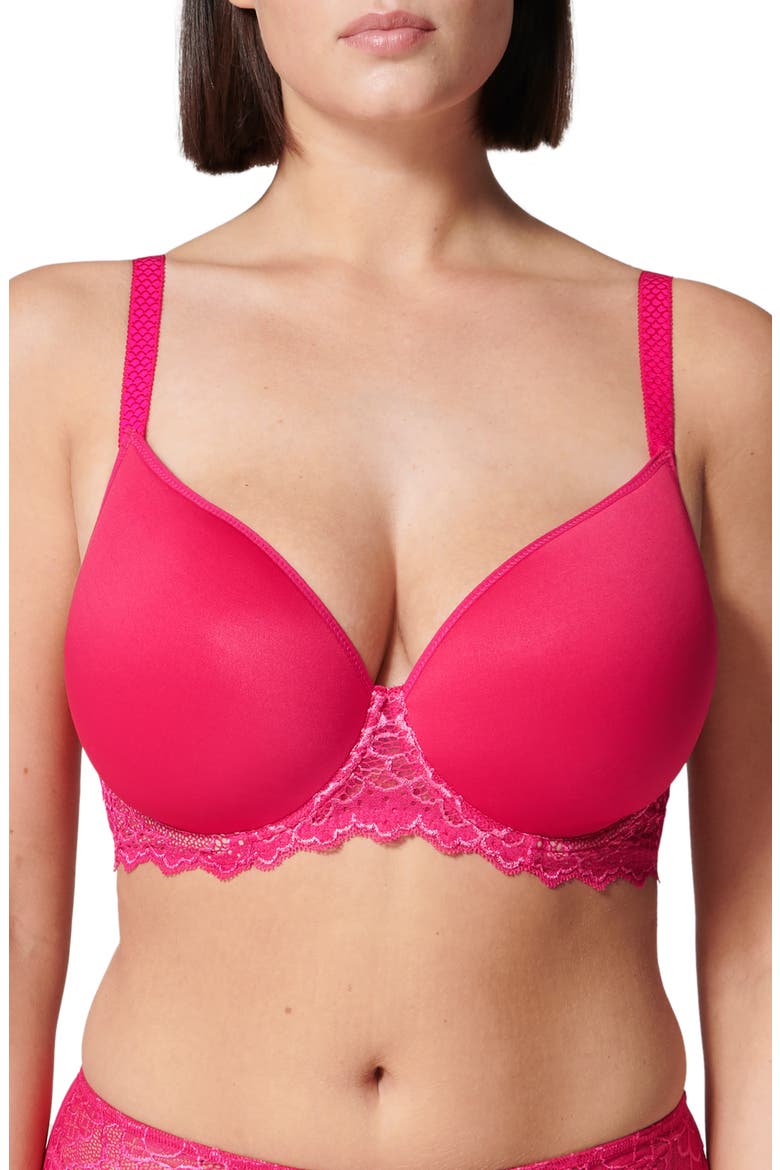 Caresse Underwire Plunge Bra, Main, color, TEABERRY PINK
