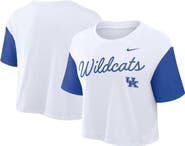 Nike Women's Nike White/Royal Kentucky Wildcats Color-Block Script Performance Cropped T-Shirt