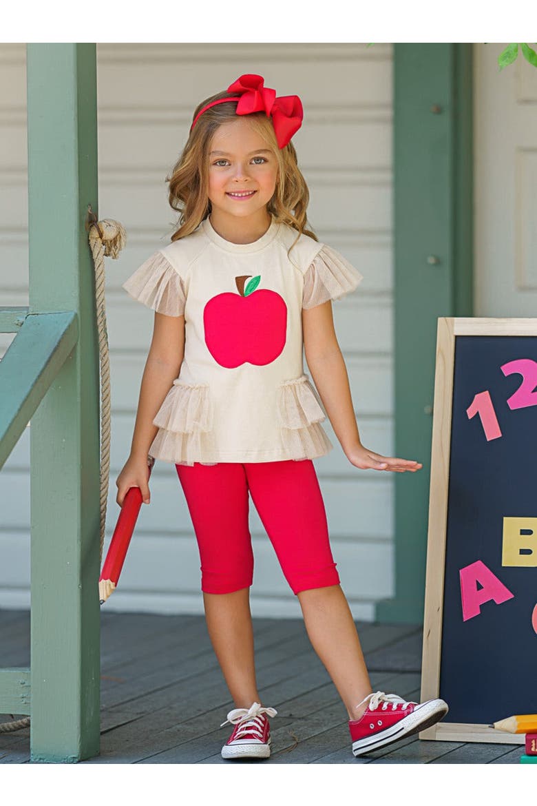 Apple-y Ever After Ruffle Top and Legging Set, Alternate, color, Red