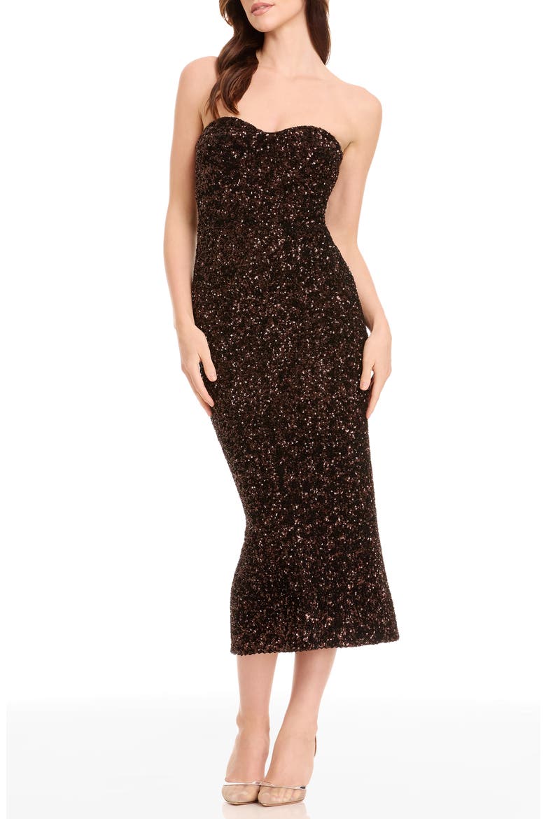 Vada Paillette Strapless Gown, Main, color, MOCHA