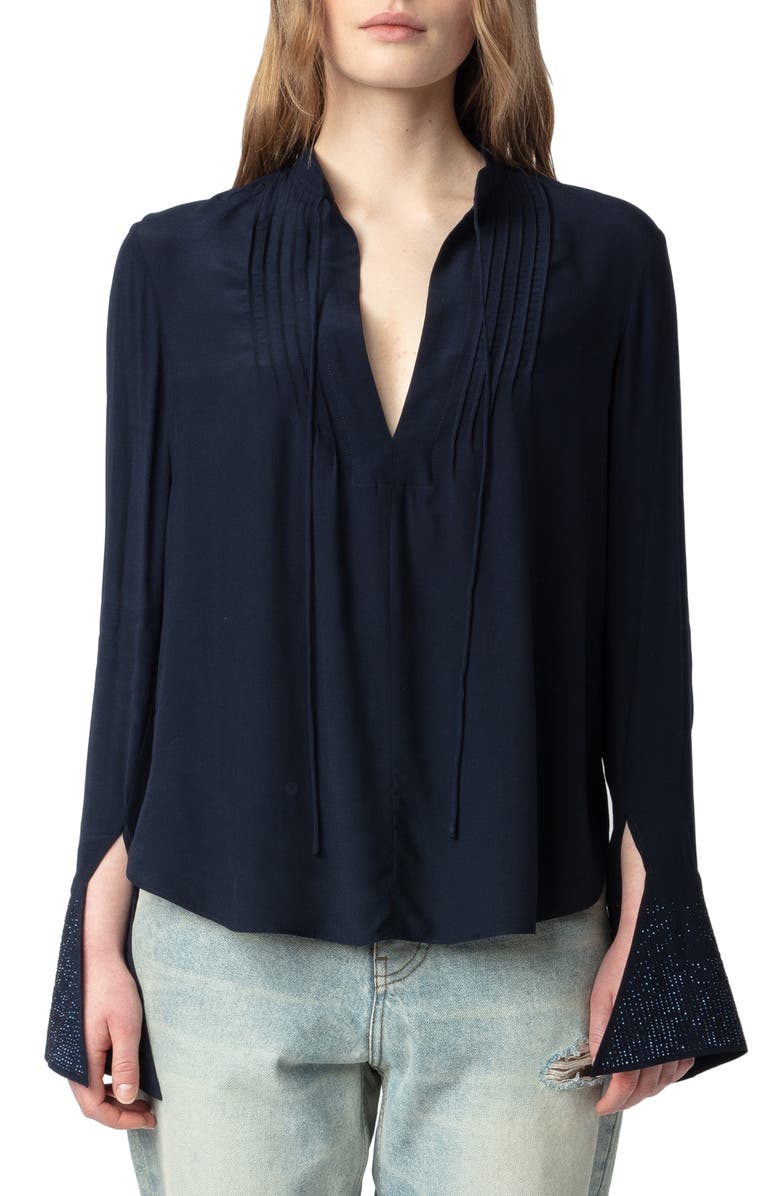 Zadig & Voltaire Taika Strass Embeliished Popover Top, Main, color, 