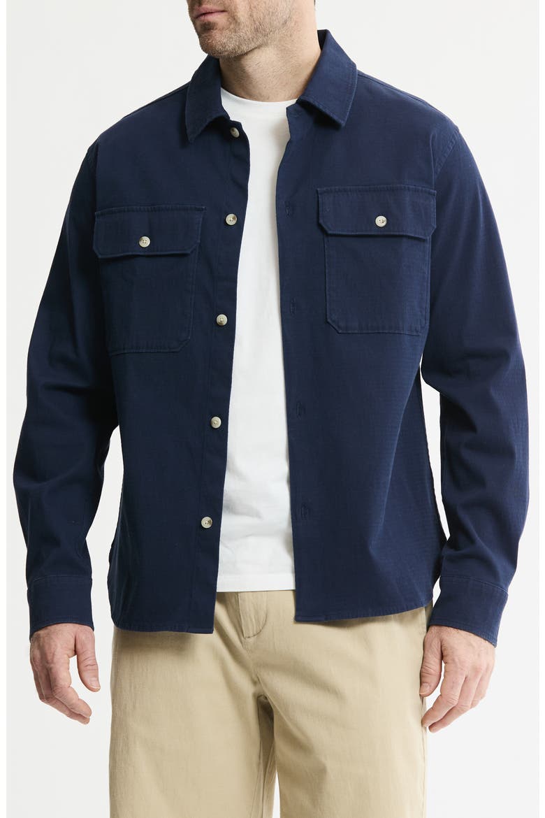 Cotton & Silk Stretch Overshirt, Main, color, NAVY