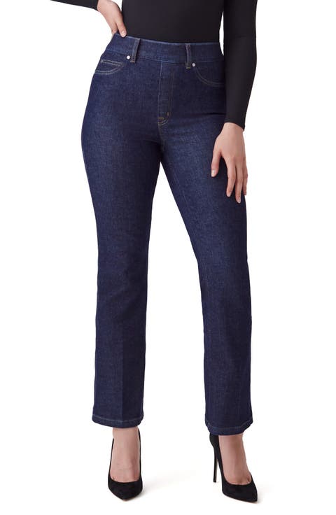 Crop Kick Flare Pull-On Jeans (Raw Indigo Wash) (Petite, Petite Plus, Regular & Plus)
