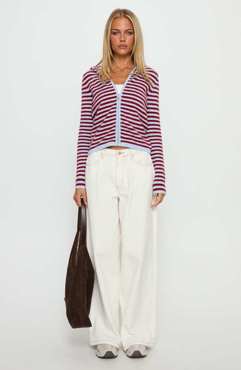 Princess Polly Superstars Stripe Hooded Jacket, Alternate, color, Blue / Red Stripe