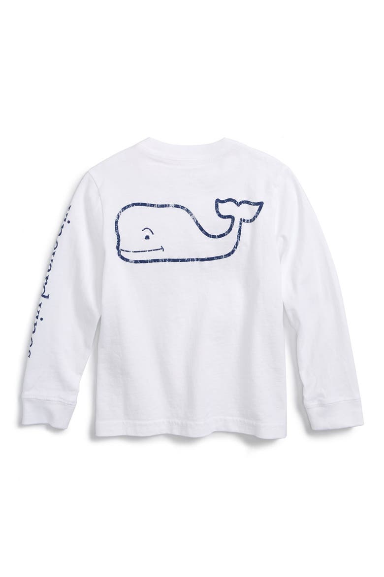 Kids' Whale Logo Pocket Long Sleeve Graphic T-Shirt, Alternate, color, WHITE CAP