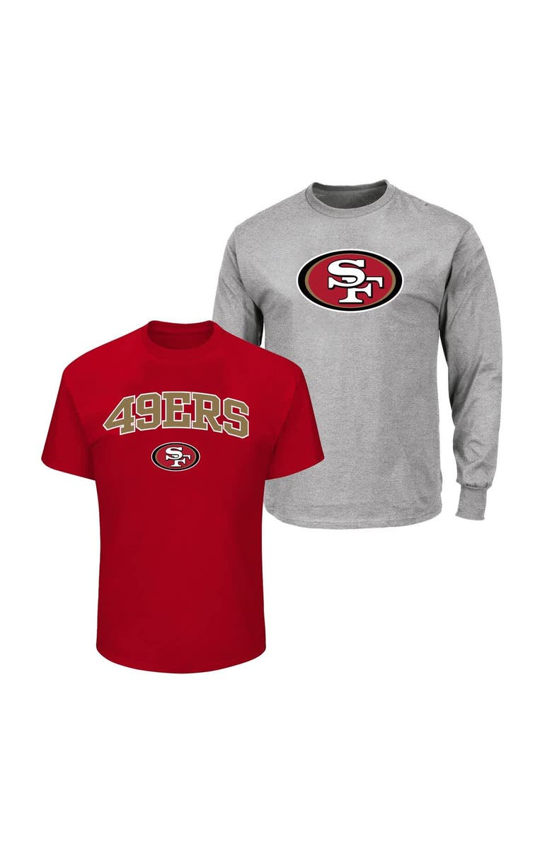 FANATICS Men's Fanatics  Scarlet/Heather Gray San Francisco 49ers Big & Tall 2-Pack T-Shirt Set, Main, color, Scarlet