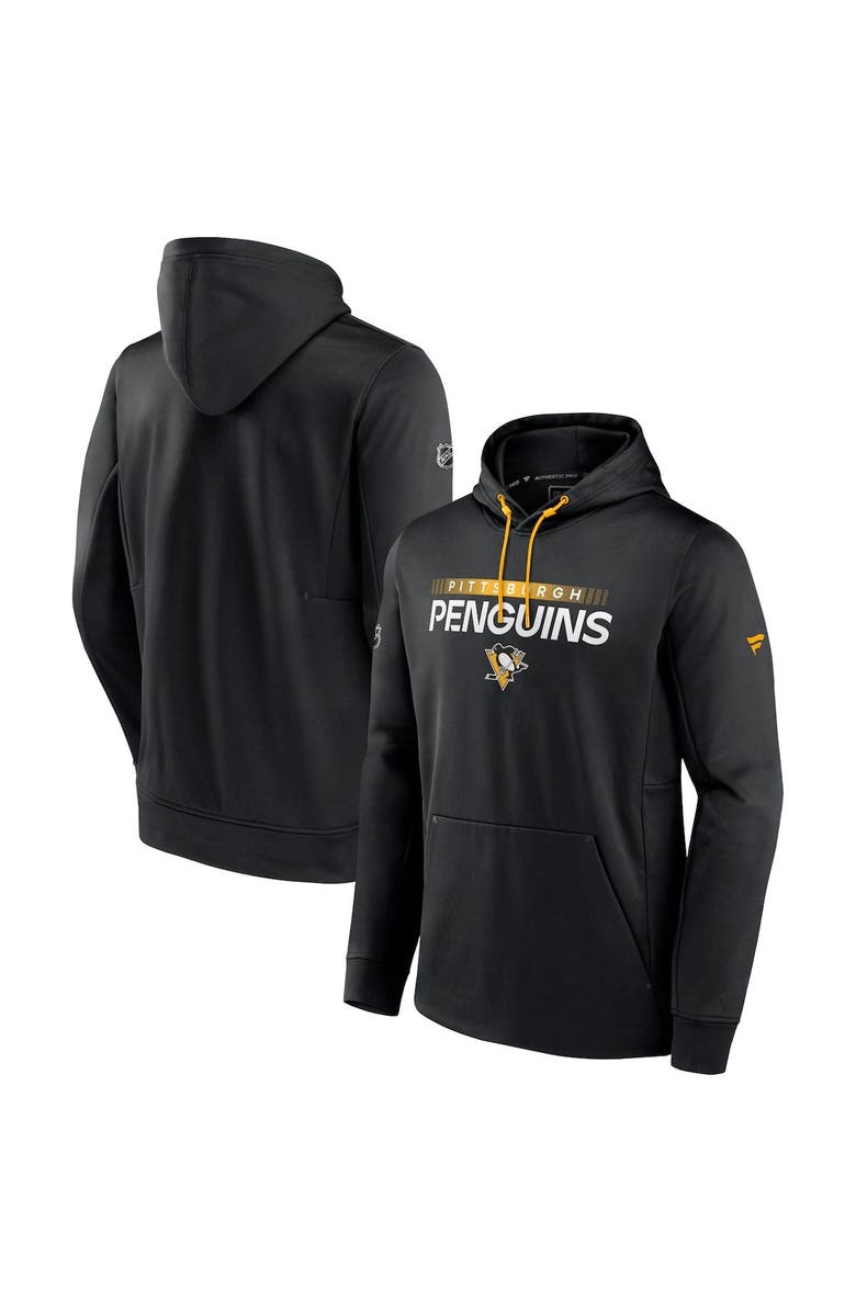 FANATICS Men's Fanatics Branded Black Pittsburgh Penguins Authentic Pro Rink Pullover Hoodie, Main, color, 