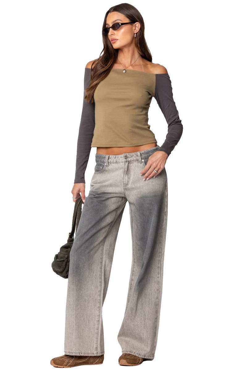 EDIKTED Joe Low Rise Wide Leg Jeans, Alternate, color, Gray-Washed