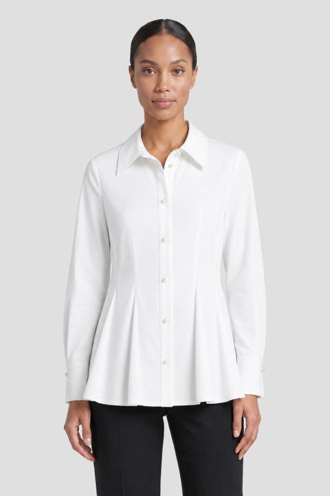 x Anna Marie Peplum Stretch Cotton Blouse