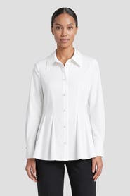 Ming Wang x Anna Marie Peplum Stretch Cotton Blouse