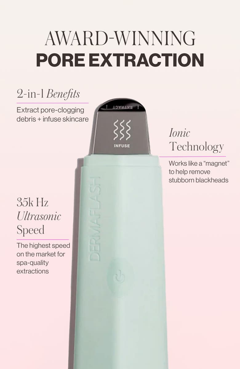 DERMAFLASH DERMAPORE+ Ultrasonic Pore Extractor + Skincare Infuser, Alternate, color, Seafoam