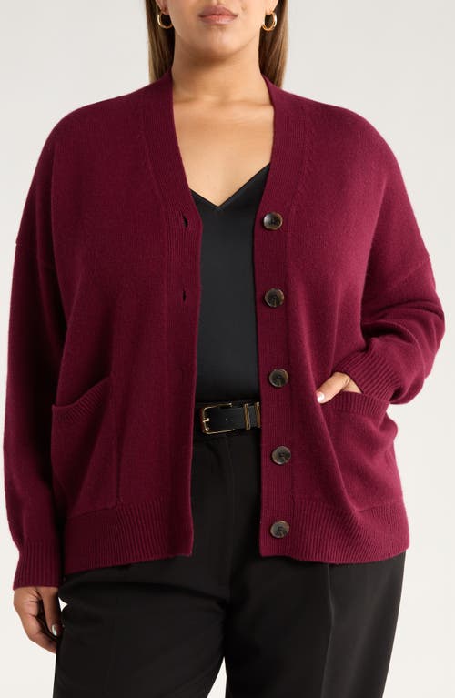 Nordstrom Wool & Cashmere Boyfriend Cardigan In Burgundy