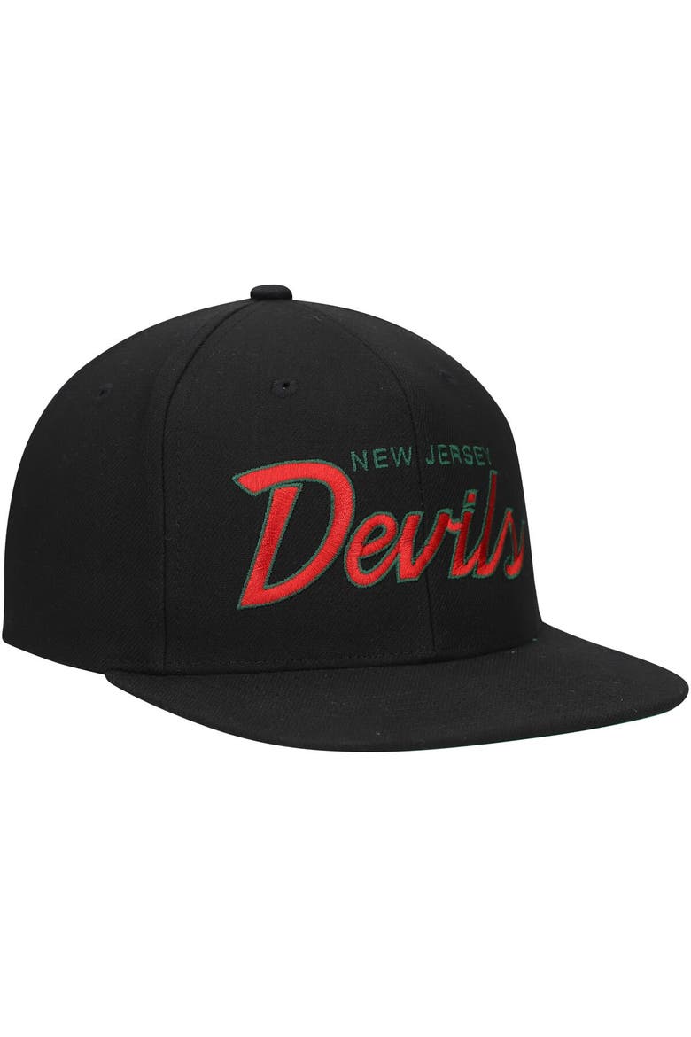 Men's Mitchell & Ness Black New Jersey Devils Core Team Script 2.0 Snapback Hat, Alternate, color, Black