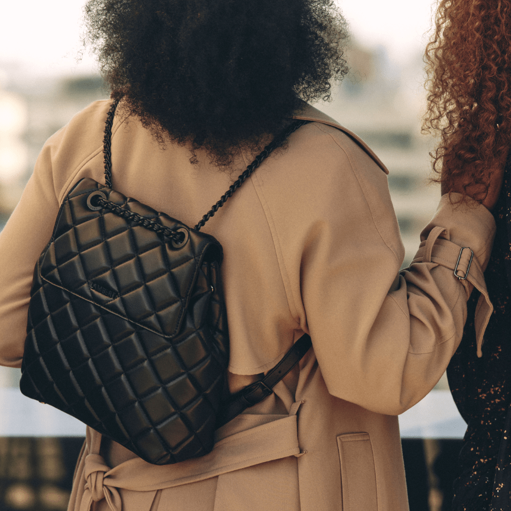 The Sadie - 2-In-1 Quilted Vegan Leather Backpack, Alternate, color, Black