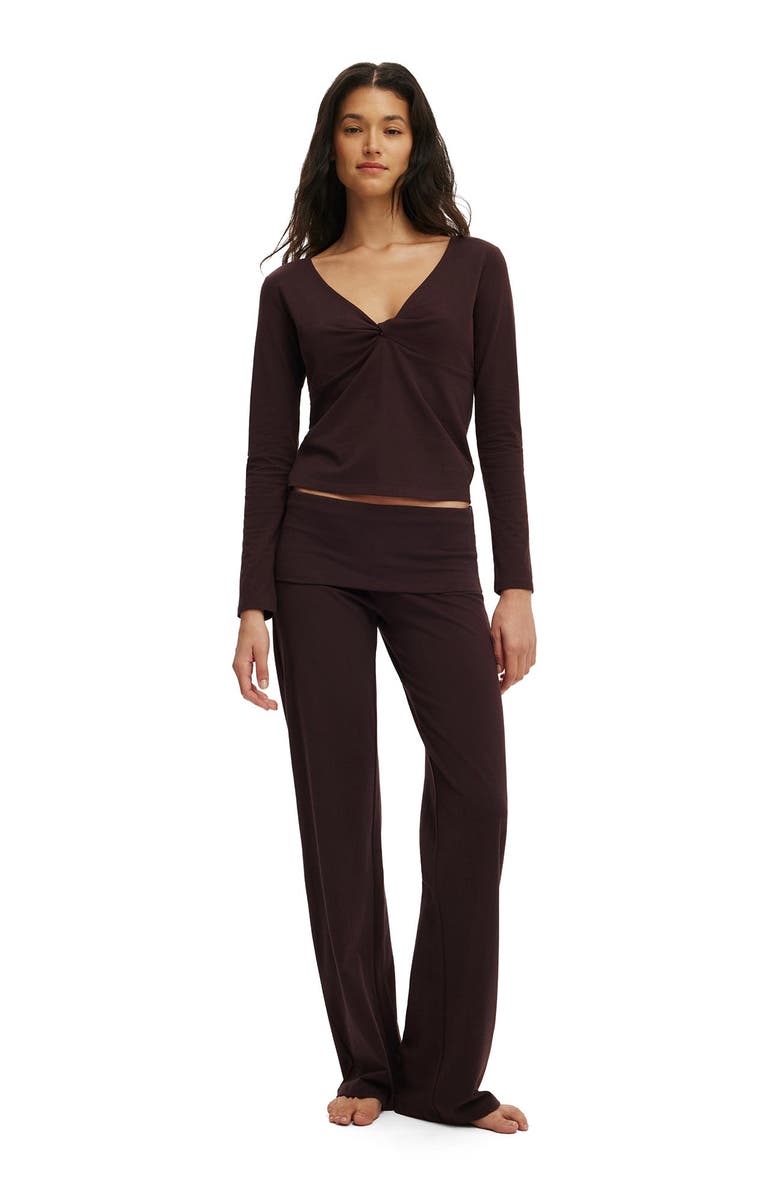 COTTON ON BODY Women
s Dreamy Soft Twist Detail Top, Alternate, color, Chocolate Plum