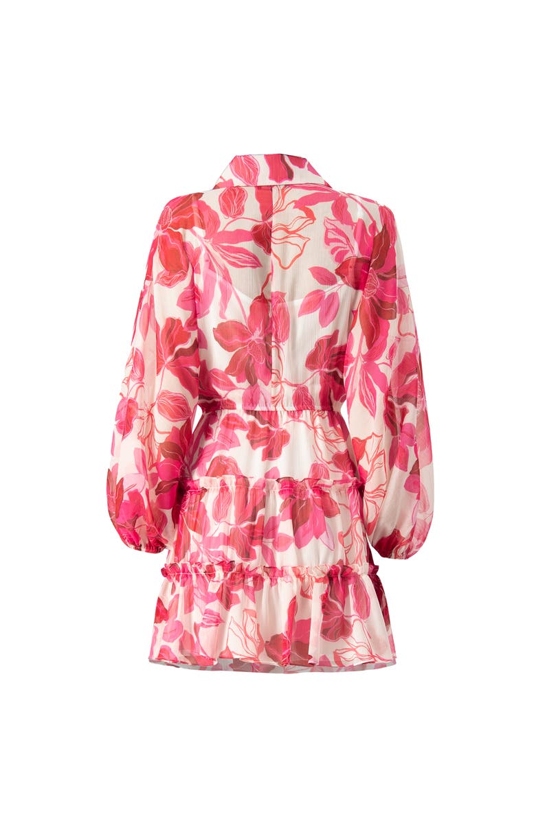 IVONNE Short Floral Print Shirt Dress with Long Sleeves, Alternate, color, Fuchsia