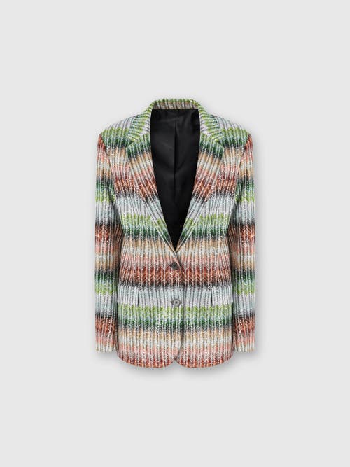 Shop Missoni Dégradé Zig Zag Knit Blazer With Sequins In Multicoloured