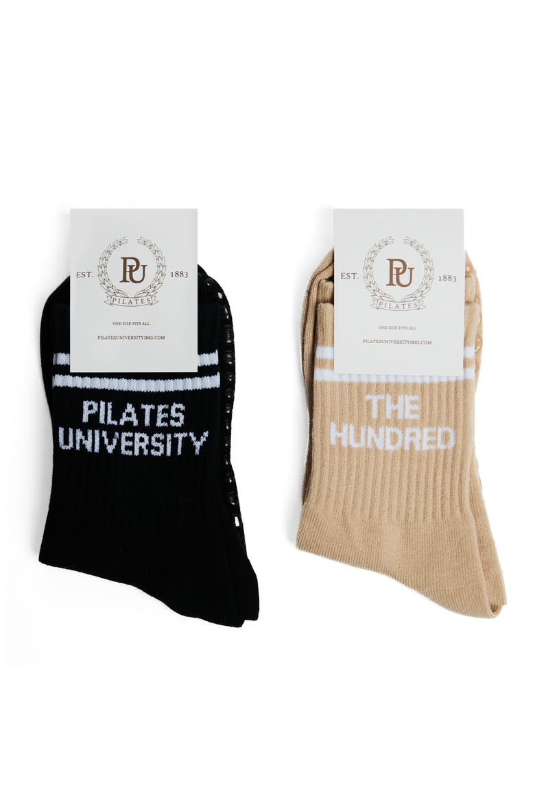Assorted 2-Pack Nonslip Grip Quarter Socks, Alternate, color, BLACK- SAINT-TROPEZ SAND