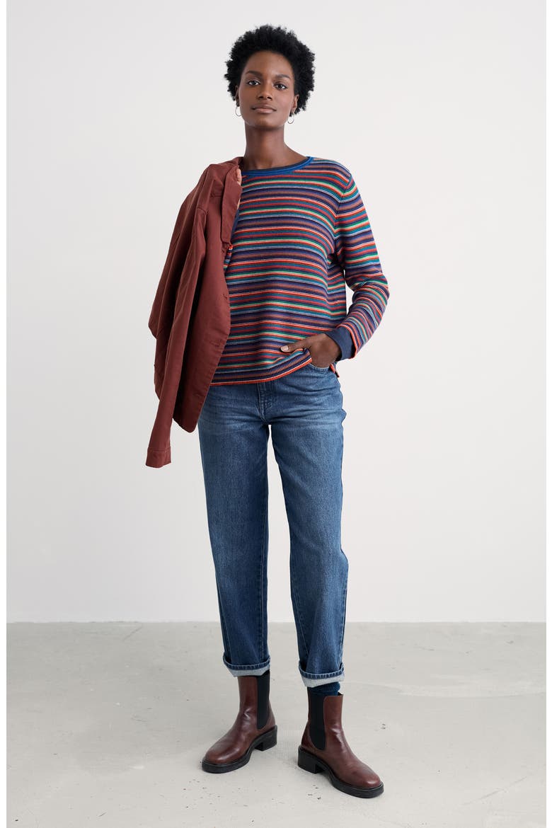 Makers Rib Organic & Recycled Cotton Sweater, Alternate, color, RIPPLE MARKS SHORE MIX