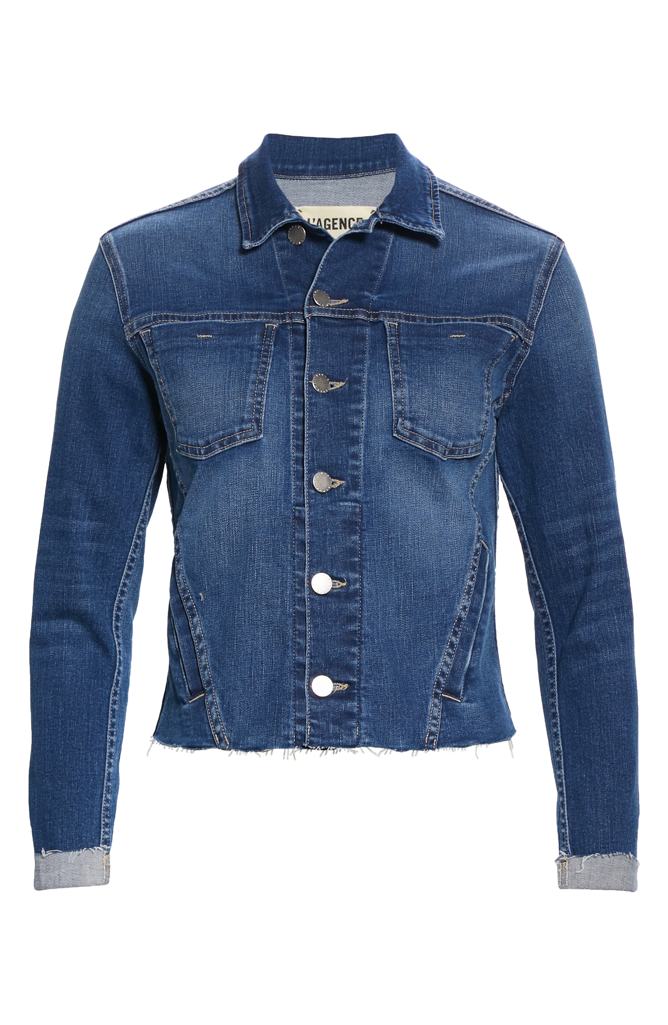 Женские L'AGENCE Janelle Raw Cut Slim Denim Jacket — фото 5
