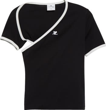 Courrèges Slash Cutout Contrast T-Shirt | Nordstrom