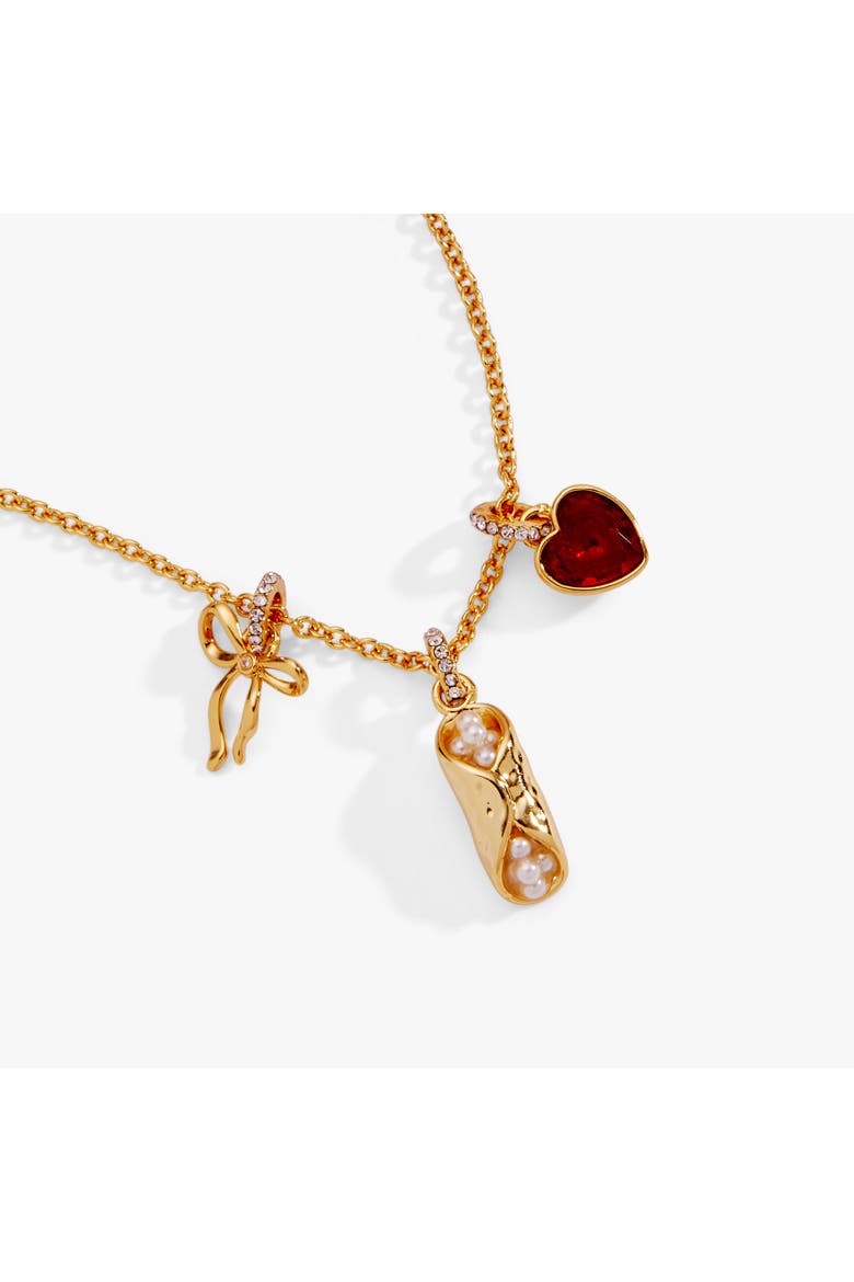 There Cannoli Be You' Bow & Heart Multi Charm Cluster Necklace, Alternate, color, Gold