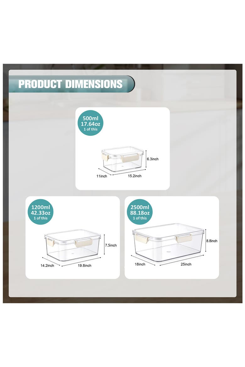 Set of 3 Food Storage Containers, Alternate, color, NO COLOR