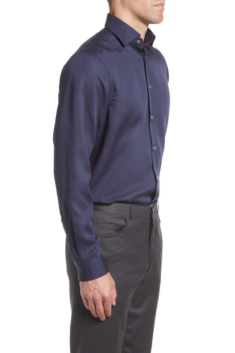 Chambray Button-Up Shirt, Alternate, color, NAVY