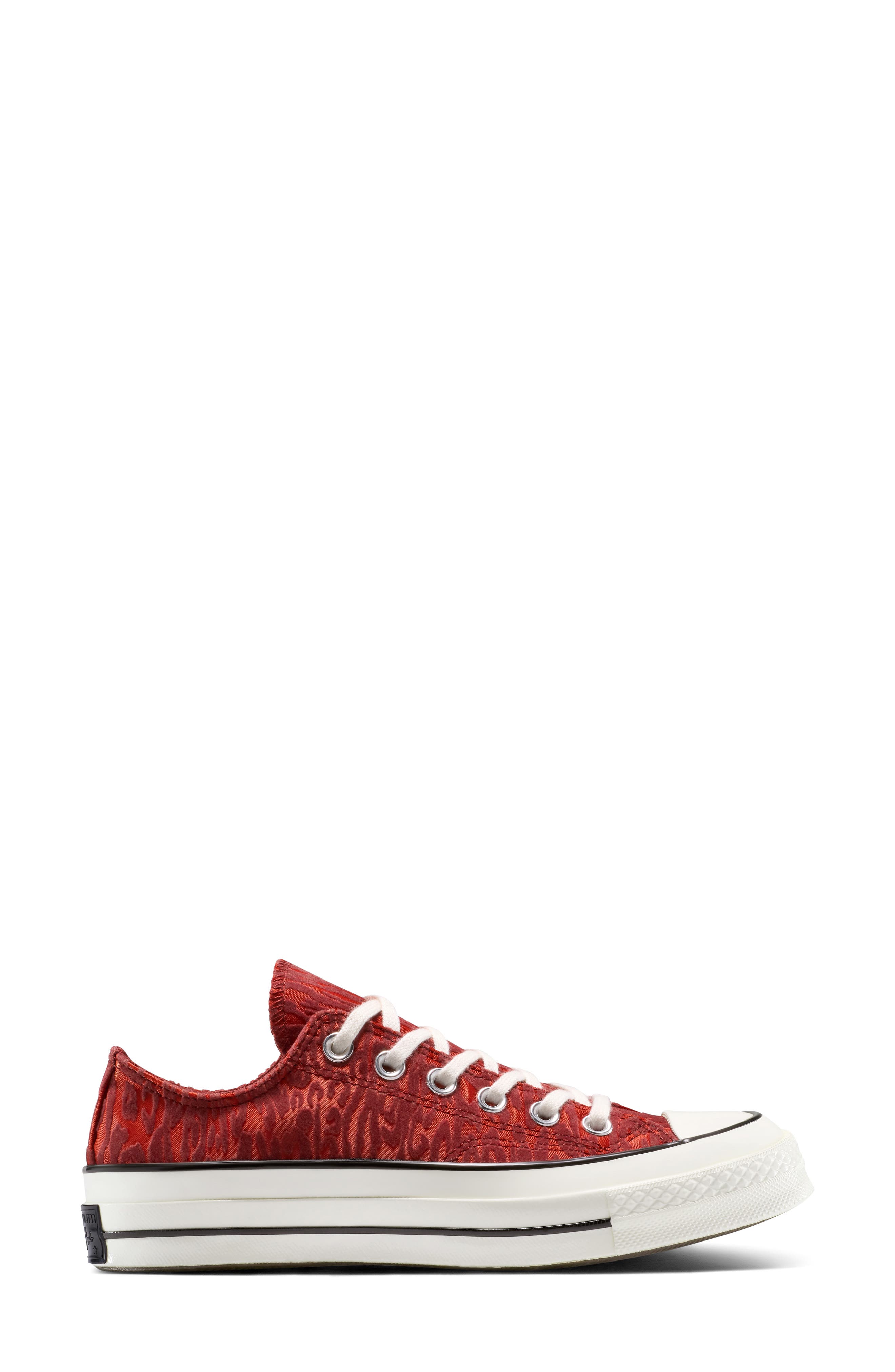 Converse Gender Inclusive Chuck 70 Leopard Flocked Satin Low Top Sneaker, Alternate, color, Rottin Apple/ By The Campfire