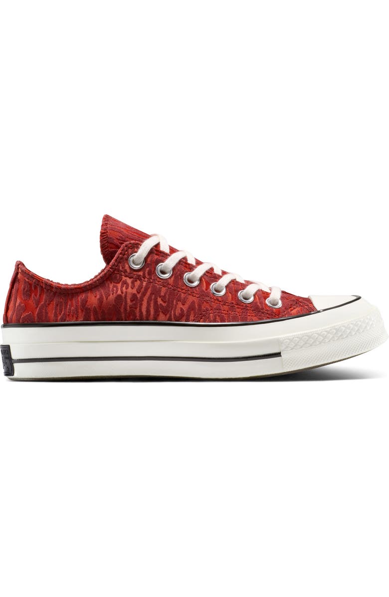 Converse Gender Inclusive Chuck 70 Leopard Flocked Satin Low Top Sneaker, Alternate, color, Rottin Apple/ By The Campfire
