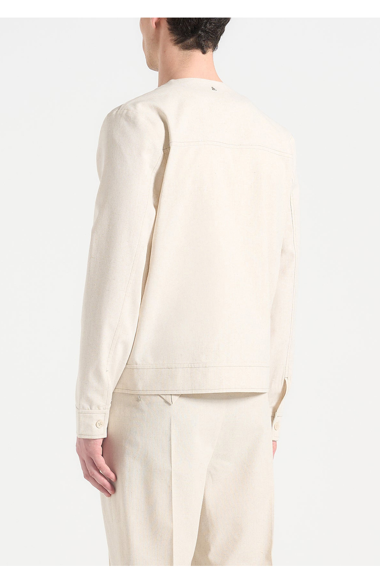 Manière De Voir Alain Linen Cardigan with Contrast Placket, Alternate, color, Natural