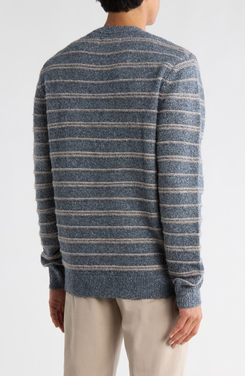 WEATHERPROOF VINTAGE Fuzzy Stripe Crewneck Sweater, Alternate, color, Denim