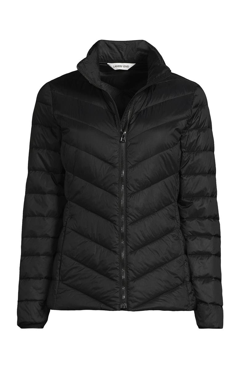 Lands' End Wanderweight Ultralight Packable Chevron Quilted Down Jacket, Alternate, color, Black