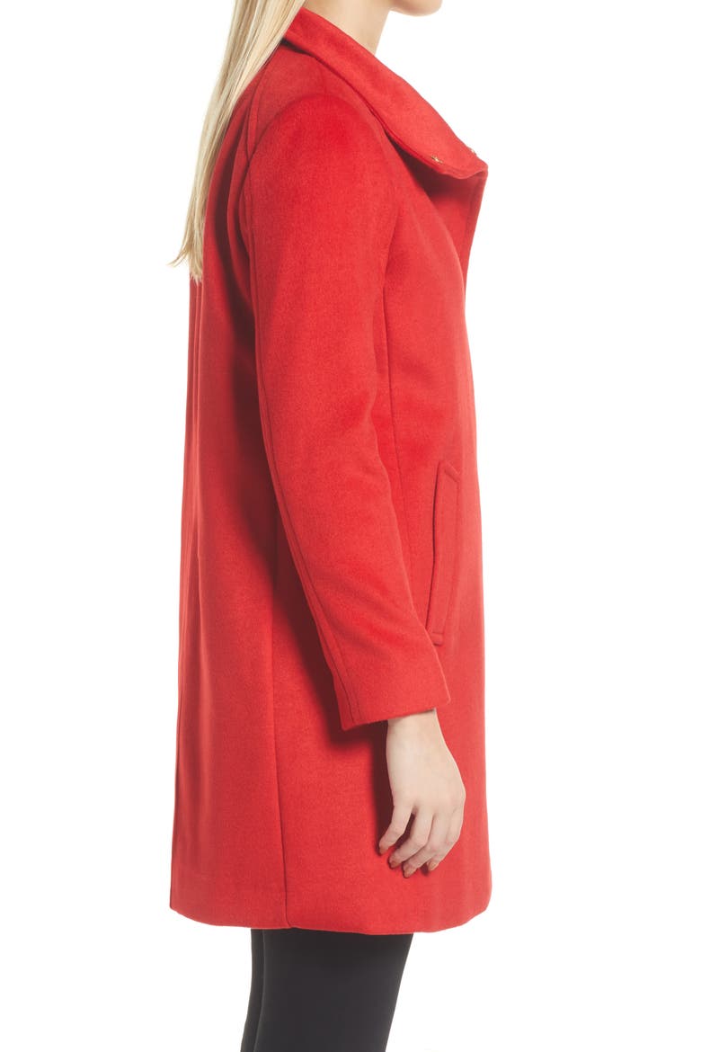 Women's Stand Collar Coat, Alternate, color, RED