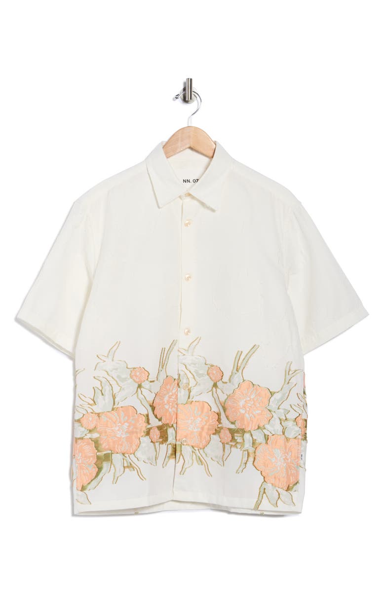 NN07 Freddy Jacquard Short Sleeve Button-Up Shirt, Alternate, color, White Multi Colour