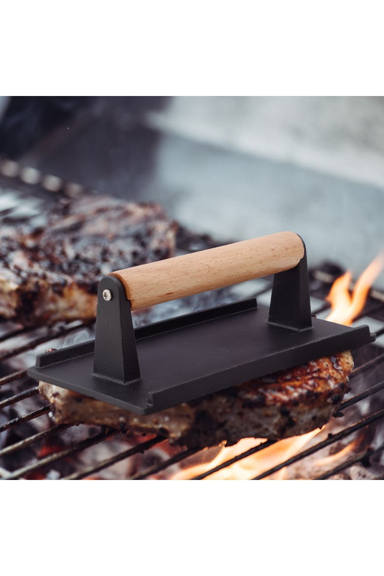 8 x 4 Inch Rectangle Heavy Duty Cast Iron Grill Press, Alternate, color, Black