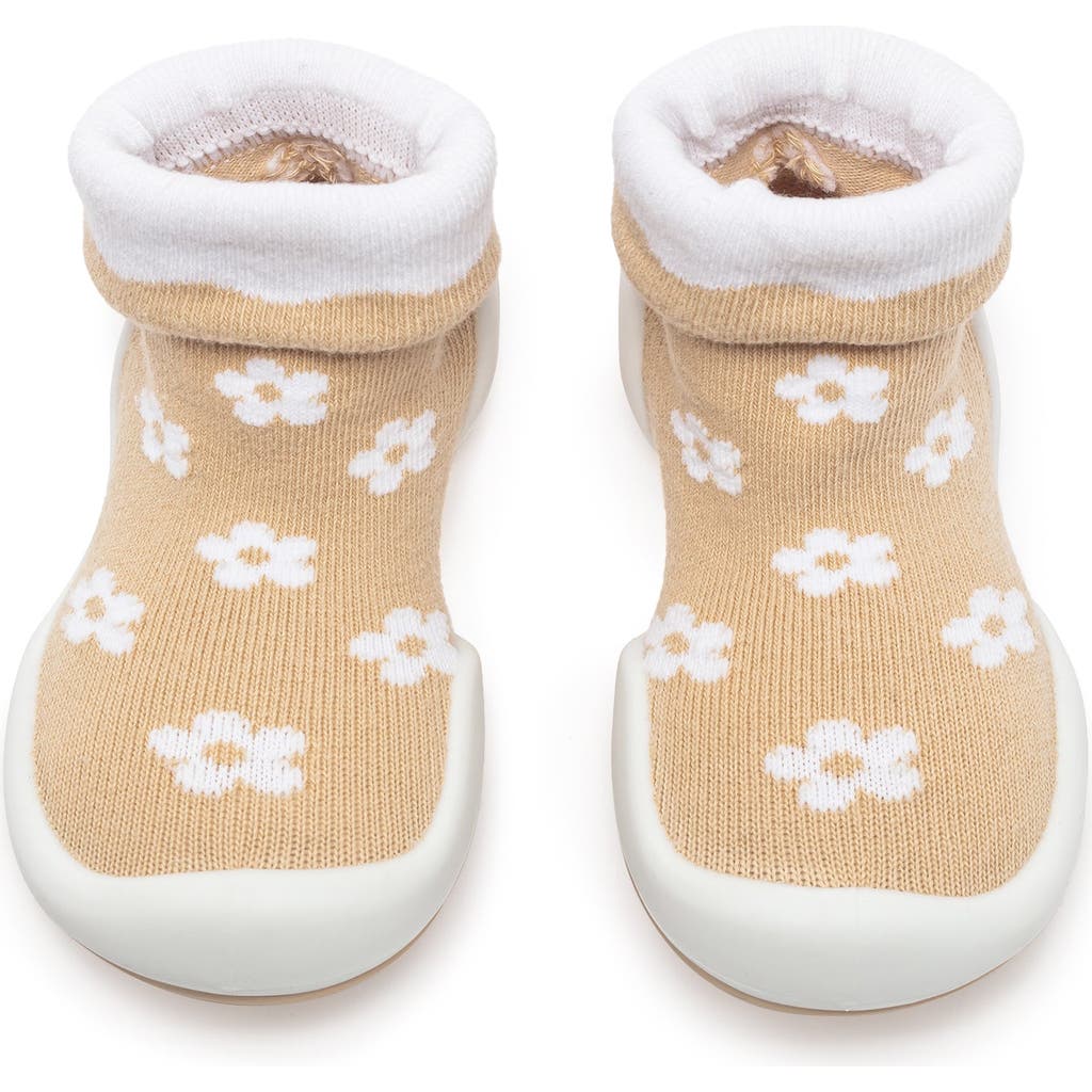 Komuello Toddler Girl Sock Shoes - Daisies Latte  product