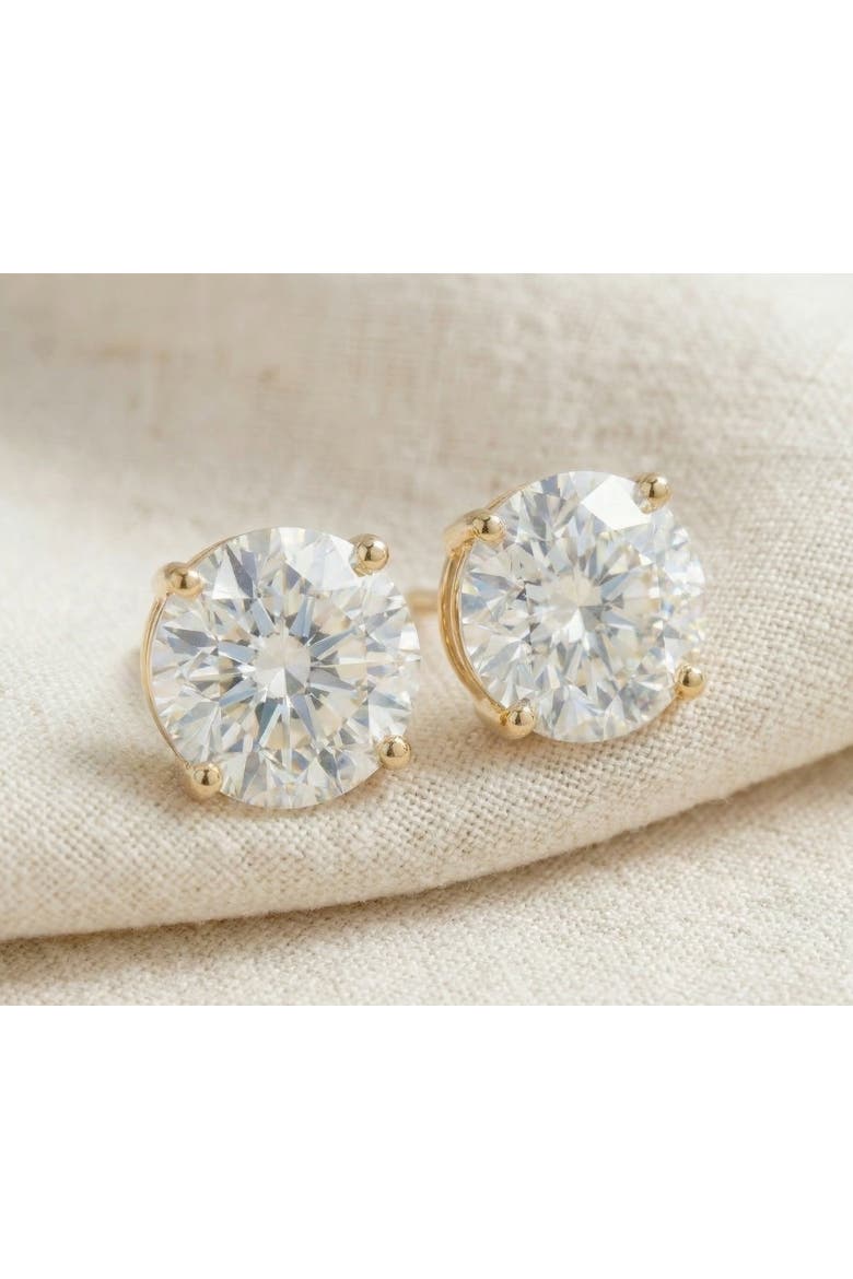 6.85CT Round Diamond Studs 14k Gold Lab Grown Screw Back Earrings, Alternate, color, 14k Yellow Gold