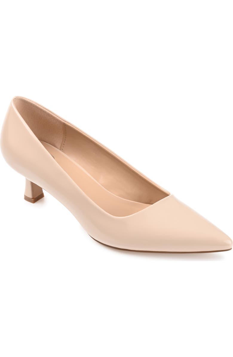 Journee Collection Celica Pointed Toe Pump, Main, color, Patent/ Nude