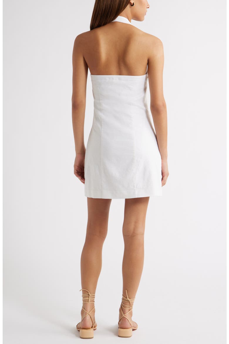 Halter Linen Blend Minidress, Alternate, color, WHITE