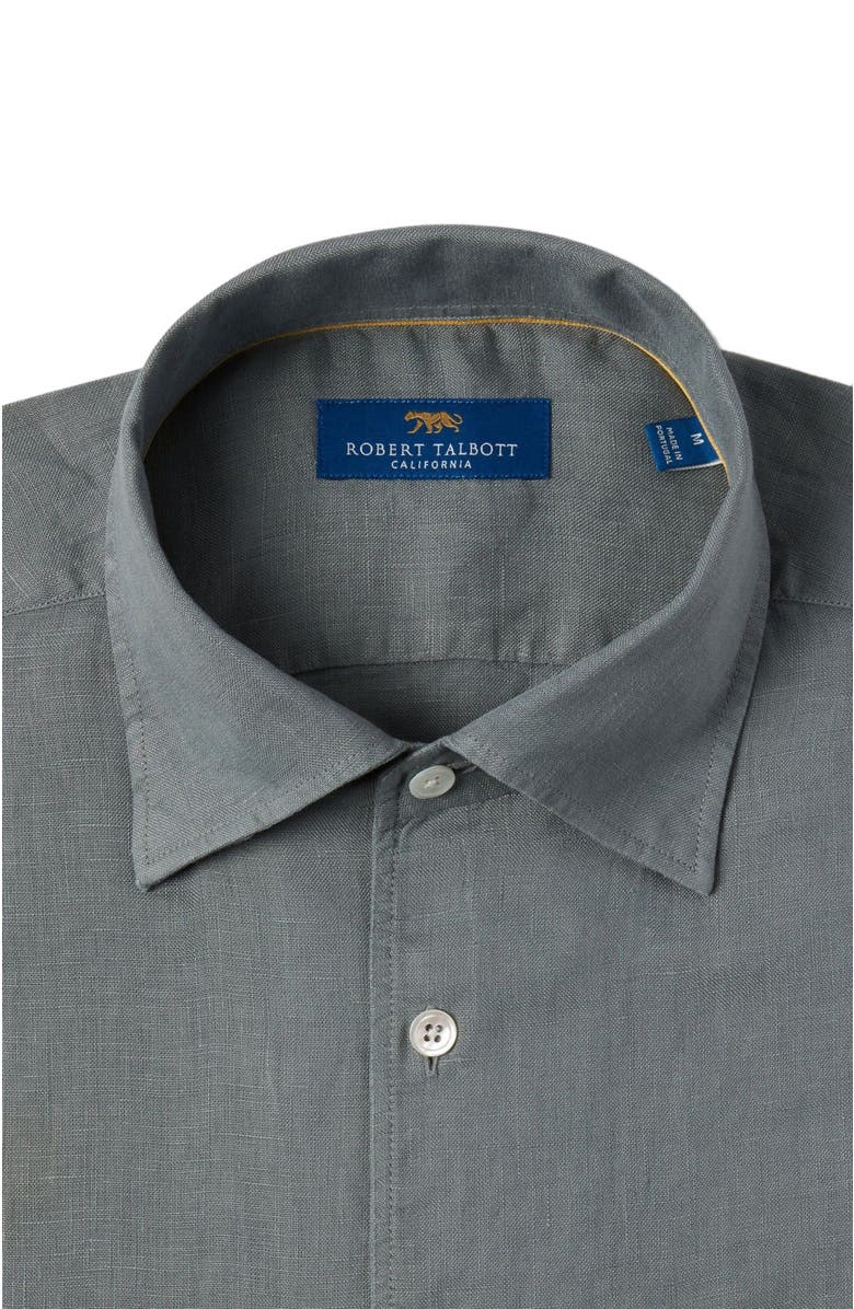 Robert Talbott Morgan Short Sleeve Linen Shirt, Alternate, color, Light Gray